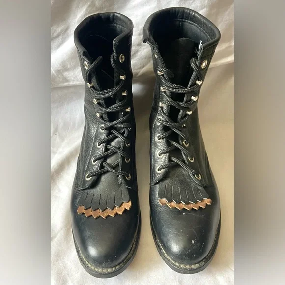 Laredo Shoes Laredo Womens Black Leather Lace Up Roper Style